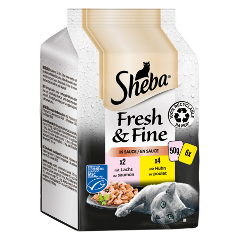 Sheba Fresh & Fine kapsičky 6 x 50 g - losos a kuře v omáčce