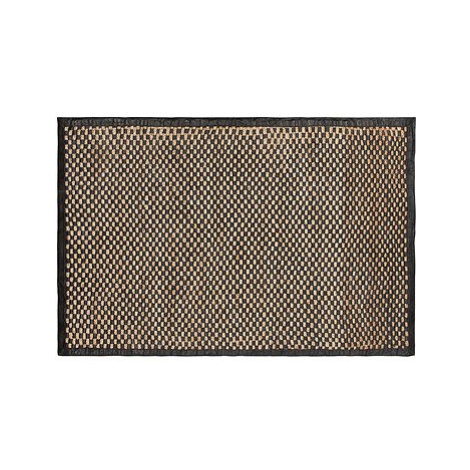Kožený koberec 140 x 200 cm černý s béžovou GERCE, 181474 BELIANI