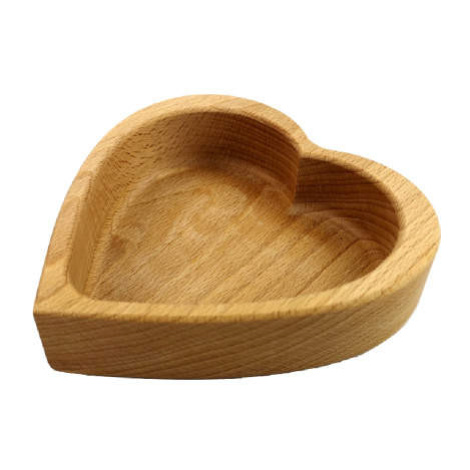 Miska tvar srdce dřevo přírodní 17,5cm AMADEA