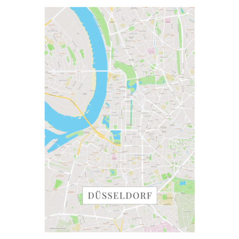 Mapa Dusseldorf color, (26.7 x 40 cm)
