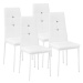 4× Jídelní židle, ozdobné kamínky, bílá