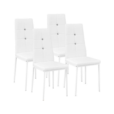 4× Jídelní židle, ozdobné kamínky, bílá tectake