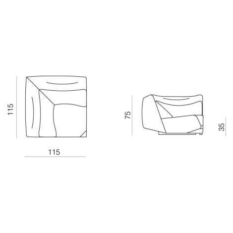 Prostoria designové sedačky Absent Sofa Corner Seat S Low Backrest