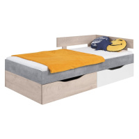 Dětská postel omega 90x200cm s úložným prostorem - bílá/dub/beton