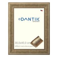 DANTIK rámeček 30 × 40, KŘÍDLO malé stříbrné patina plexi čiré