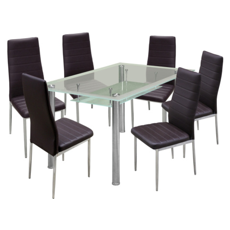 Jídelní stůl PATKAI + 6 židlí SNAEFELL hnědá Idea