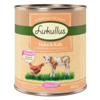 Lukullus Junior konzervy a granule - 15 % sleva - Junior kuře & telecí 6 x 800 g