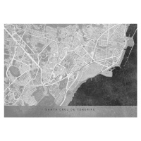 Mapa Gray vintage map of Santa Cruz de Tenerife, Blursbyai, 40 × 30 cm