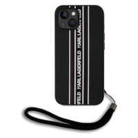 Karl Lagerfeld PU Saffiano Athleisure Stripe and Strap Zadní Kryt pro iPhone 15 Pink