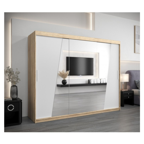 Šatní skříň s posuvnými dveřmi se zrcadlem Rhomb 250 cm - Abiks Meble