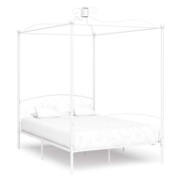 Rám postele s nebesy bílý kovový 120x200 cm