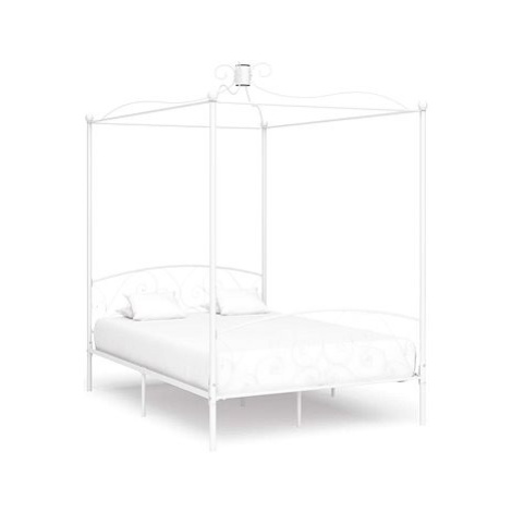Rám postele s nebesy bílý kovový 120x200 cm SHUMEE