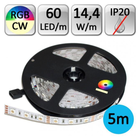 LED pásek 5m RGB+CW studená bílá 14,4W/m 60LED/m 5050 Optonica