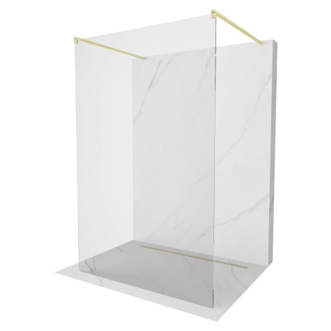 MEXEN/S Kioto samostatně stojící sprchová zástěna 110 x 200, transparent 8 mm, zlatál kartáčovan