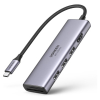 Adaptér 5 v 1 UGREEN CM511 Rozbočovač USB-C na 3 porty USB3.0 + HDMI + TF/SD (šedý)