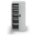 LISTA Zásuvková skříň s otočnými dveřmi, výška 1450 mm, 5 polic, nosnost 75 kg, světle šedá