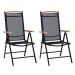 Skládací zahradní židle 2 ks hliník a textilen černé 41732