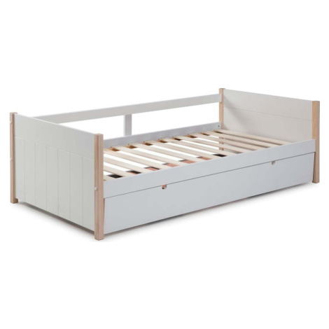 Dětská postel z borovicového dřeva s výsuvným lůžkem v bílo-přírodní barvě 90x190 cm Kiara – Mar Marckeric