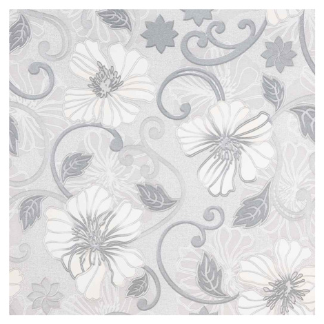 vidaXL Tapeta 3D vzor květin šedá 10 x 0,53 m vliesová