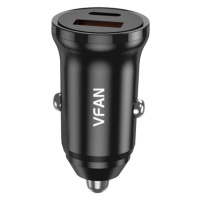 Nabíječka do auta Vipfan C03, USB + USB-C, 20W, PD + QC 3.0 (černá)