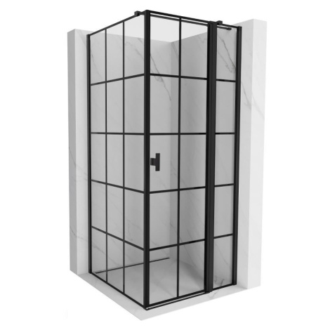 MEXEN/S Mist T sprchový kout dveře křídlové pravá 70 x 70, černá dekor, černá 8A4T-070-070-70-77