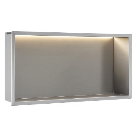 REA VESTAVNÁ KOUPELNOVÁ POLICE LED 30x60 steel brush REA-08544