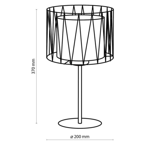 TK Lighting Stolní lampa Harmony, černá, přírodní juta, výška 37 cm