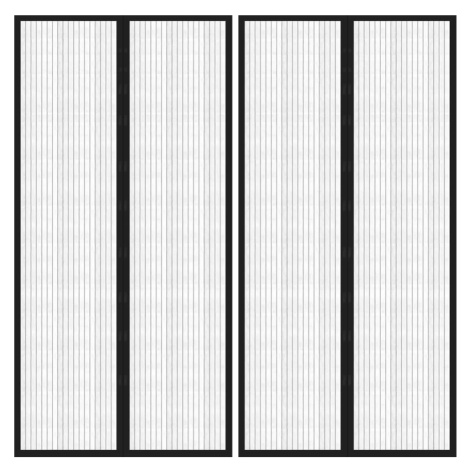 vidaXL Závěsy do dveří proti hmyzu 2 ks s magnety černé 220 x 100 cm
