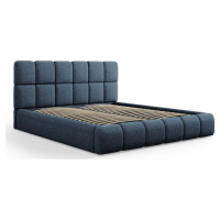 Tmavě modrá čalouněná dvoulůžková postel s úložným prostorem s roštem 160x200 cm Bellis – Micado