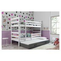 BMS Dětská patrová postel s přistýlkou Eryk 3 | bílá Barva: bílá / šedá, Rozměr: 160 x 80 cm