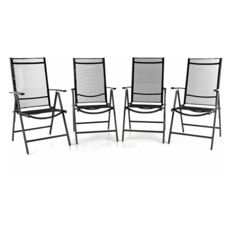 Garthen 40770 Sada čtyř zahradních polohovatelných židlí - černá