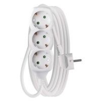 Prodlužovací kabel 5 m / 3 zásuvky / bílý / PVC / 1,5 mm2