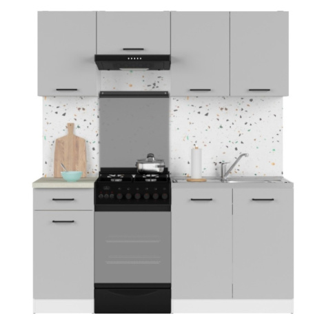 Kuchyně JAMISON 120/170 cm bez pracovní desky, bílá/světle šedý lesk Brw