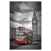 Umělecká fotografie LONDON Houses Of Parliament & Red Bus, Melanie Viola, (26.7 x 40 cm)