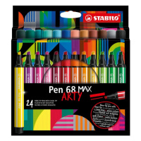 STABILO Pen 68 MAX Vláknový fix s klínovým hrotem - sada 24 barev ARTY
