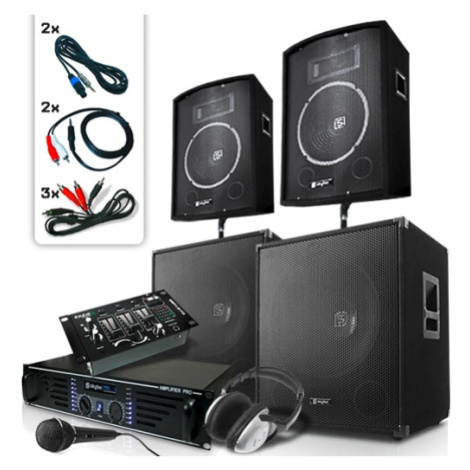 Skytec Bass Mountain USB, DJ PA systém, 2000 W, 4 x repro, zesilovač, mixážní pult