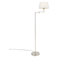 Klasická stojací lampa z oceli s nastavitelným bílým stínidlem - Ladas