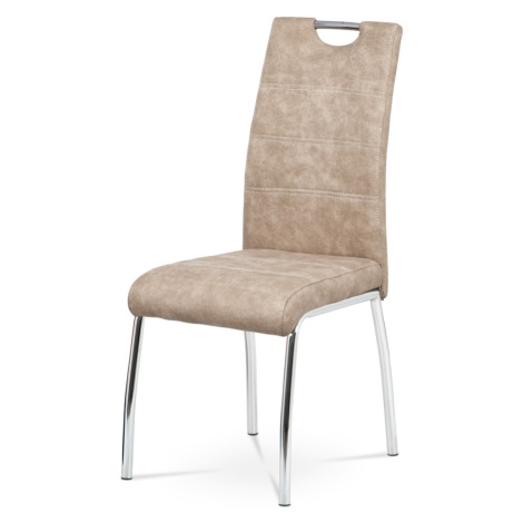 Jídelní židle BIANUS, látka krémová/chrom Autronic