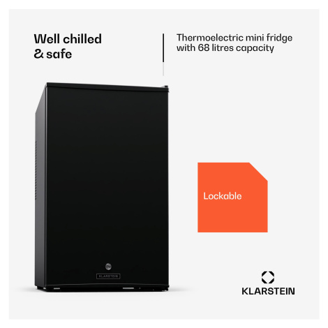 Klarstein Matterhorn 68, mini lednice, 68 litrů, 35 dB, kompaktní, uzamykatelná