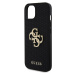 Zadní kryt Guess PU Perforated 4G Glitter Metal Logo pro Apple iPhone 15, černá