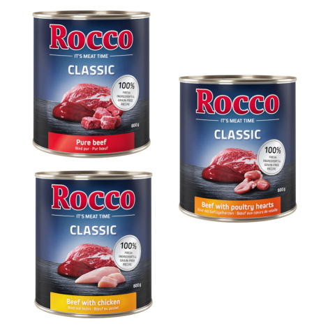 Rocco Classic míchané balení na zkoušku 6 x 800 g - drůbeží mix: hovězí/kuřecí, hovězí/drůbeží s