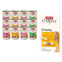 Animonda Carny krmivo + 6 x 15 g Adult Creamy snack zdarma - míchané balení II : kreace s hovězí