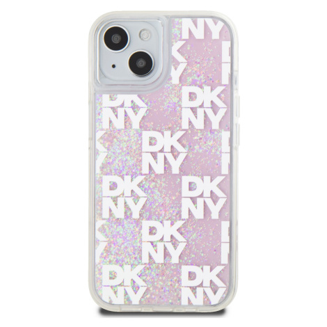 Zadní kryt DKNY Liquid Glitter Checkered Pattern pro Apple iPhone 15, růžová