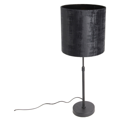 Stolní lampa černá velurová odstín černá 25 cm nastavitelná - Parte QAZQA