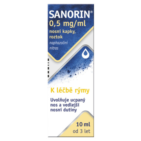 Sanorin 0,5 mg/ml nosní kapky, roztok 10 ml