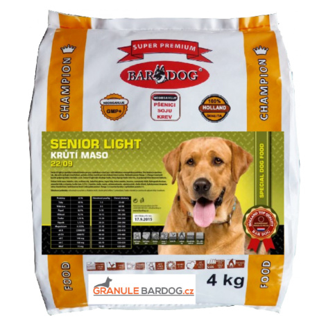 Granule Bardog Super prémiové granule Senior light 22/09 - 4 kg