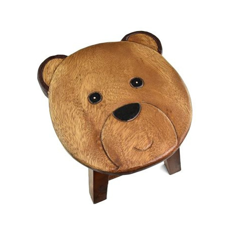 Oriental stolička dřevěná, dekor medvědí kluk