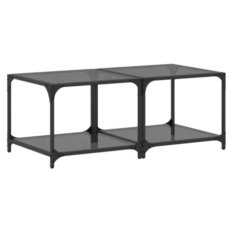 vidaXL Konferenční stolky černá skleněná deska 2 ks 50x50x40 cm ocel