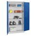 eurokraft pro Skříň na materiál, hloubka 450 mm, 4 police a plné plechové dveře, dveře modré