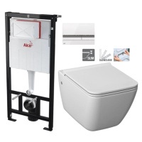 ALCADRAIN Sádromodul předstěnový instalační systém s bílým/ chrom tlačítkem M1720-1 + WC JIKA PU